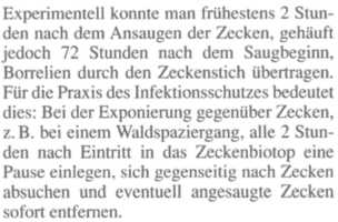 Infektionsrisiko ab zwei Stunden nach dem Stich