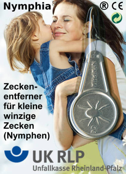 Nymphia Zeckenentferner für kleine winzige Zecken Nymphen Unfallkasse Rheinland-Pfalz